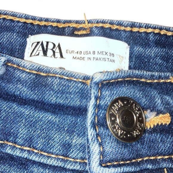 Zara Women’s Black High Rise Non distressed raw hem wide leg jeans size 8 - Picture 3 of 4